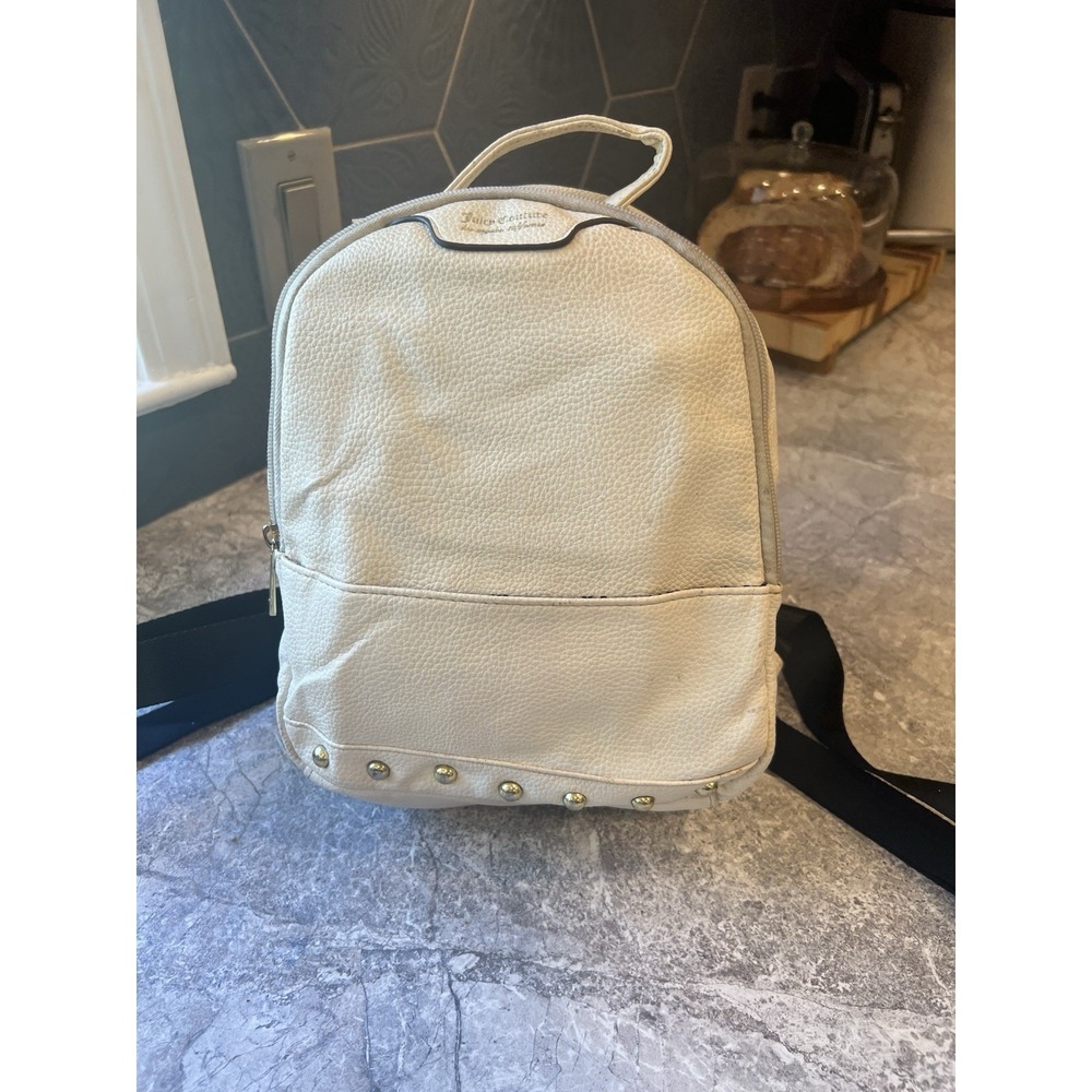 Juicy Couture Mini Backpack Cream Faux Leather Studded Small Bag Y2K